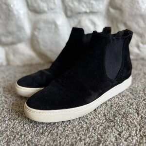 Vince Warren Black Suede High Top Platform Slip On Chelsea Sneakers Womens